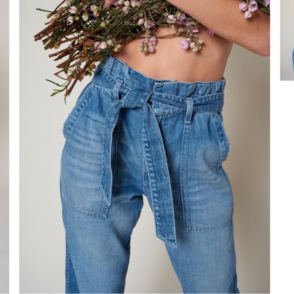 NICE Istanbul paperbag tie waist denim pants - Picture 2 of 7